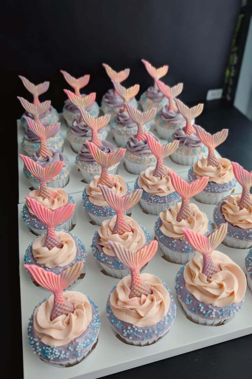 Mermaid cupcakes, hand-piped buttercream design, custom order, The Good Cupcakes Singapore