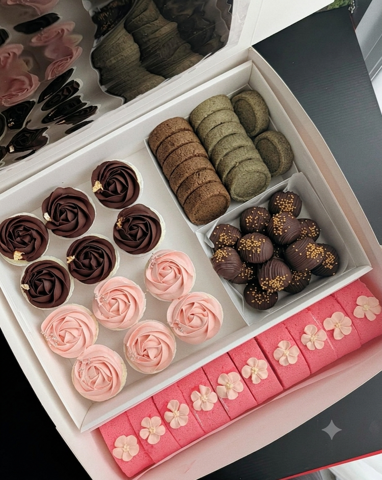 Corporate gifting collection in Singapore — bulk cupcakes, bento cakes, swiss rolls and truffles for office treats and client gifts