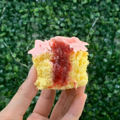 Strawberries & Cream cupcakes with scratch-made strawberry puree filling, 150 calories each, The Good Cupcakes Singapore