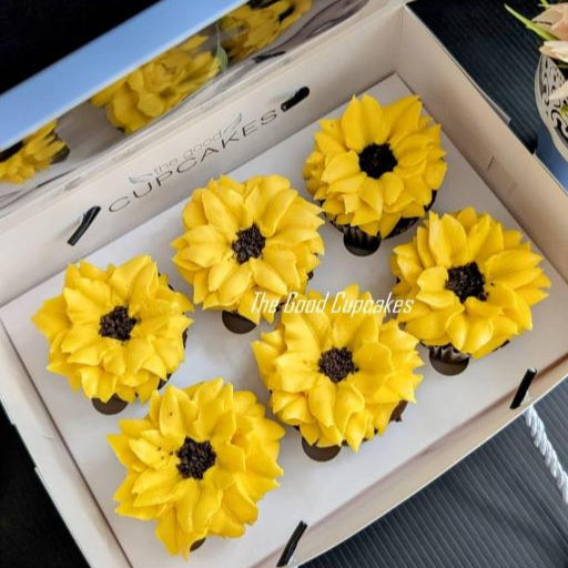 Floral Cupcakes Box of 6 (Standard), hand-piped buttercream flowers in one design, 150 calories each, The Good Cupcakes Singapore