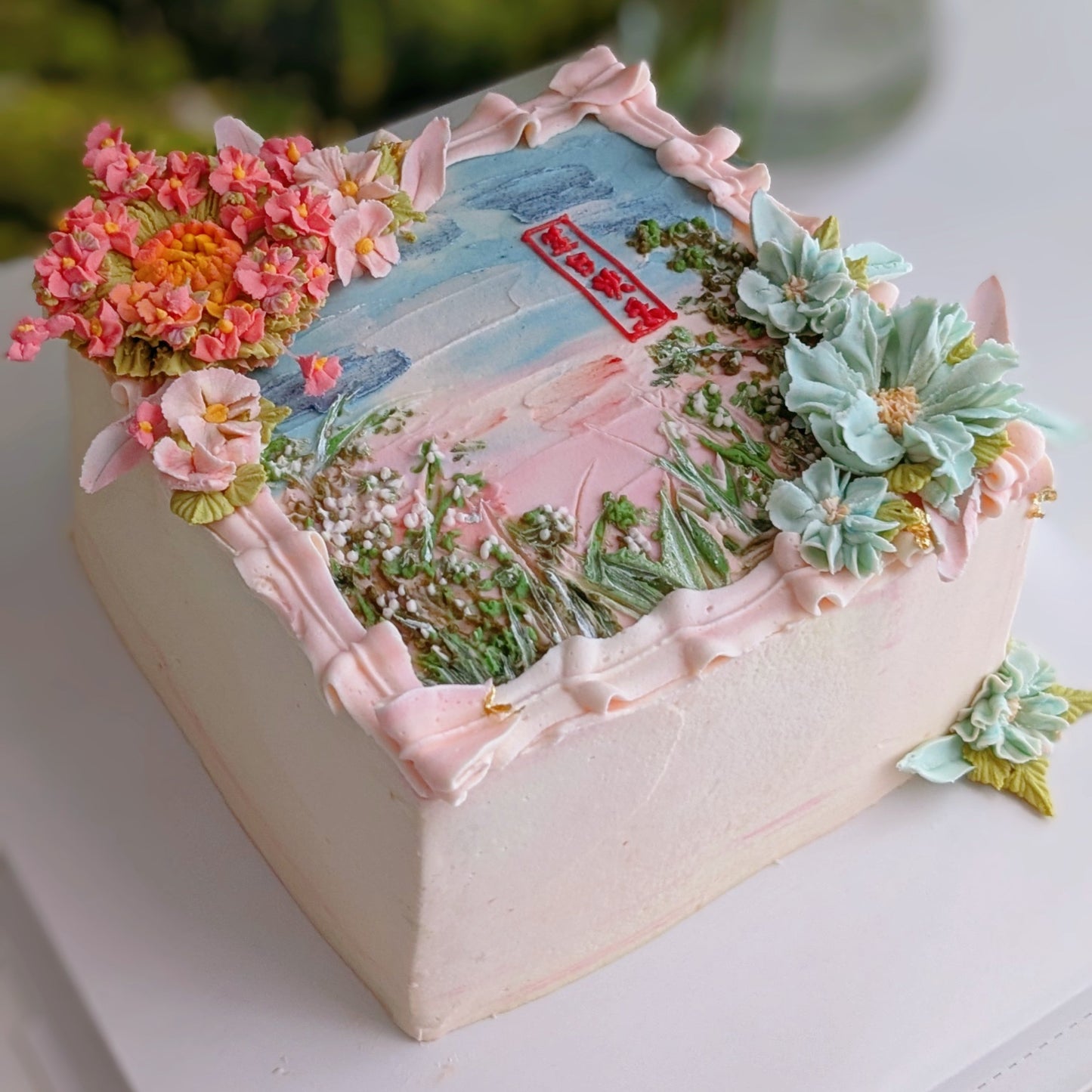 birthday cake, flower cake, mom cake, healthy cake, floral cake, low calories cake