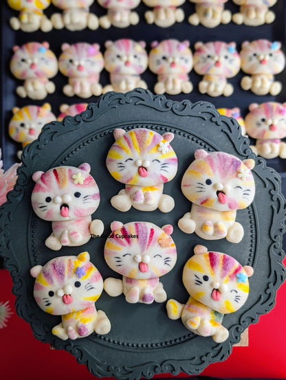 Rainbow Kitty shortbread cookies, handmade and hand-painted, low sugar, The Good Cupcakes Singapore