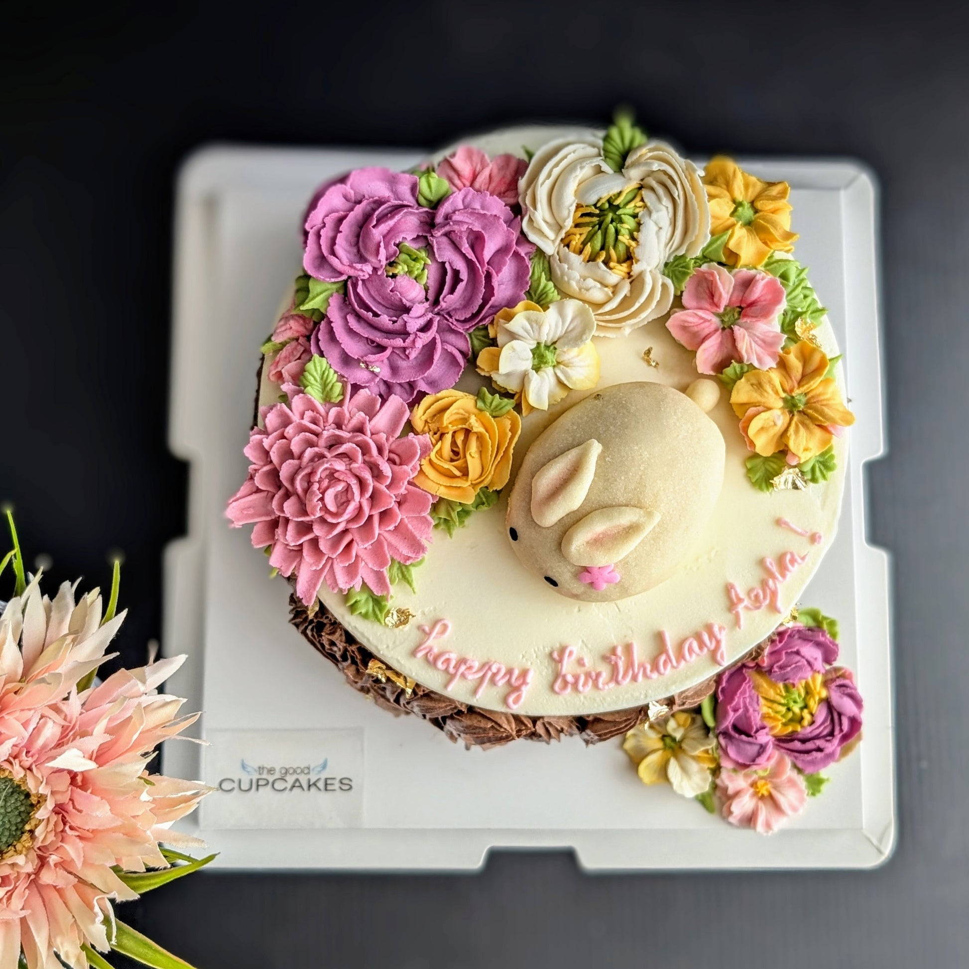floral cake, flower cake, healthy cake, bunny cake, birthday cake, birthday cake for mom