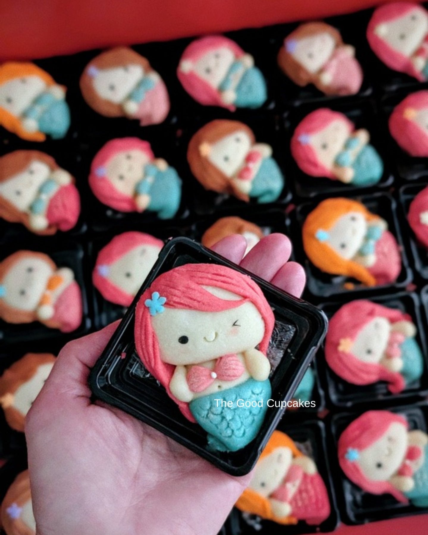 Mermaid shortbread cookies, handmade and hand-painted with natural colouring, low sugar, The Good Cupcakes Singapore