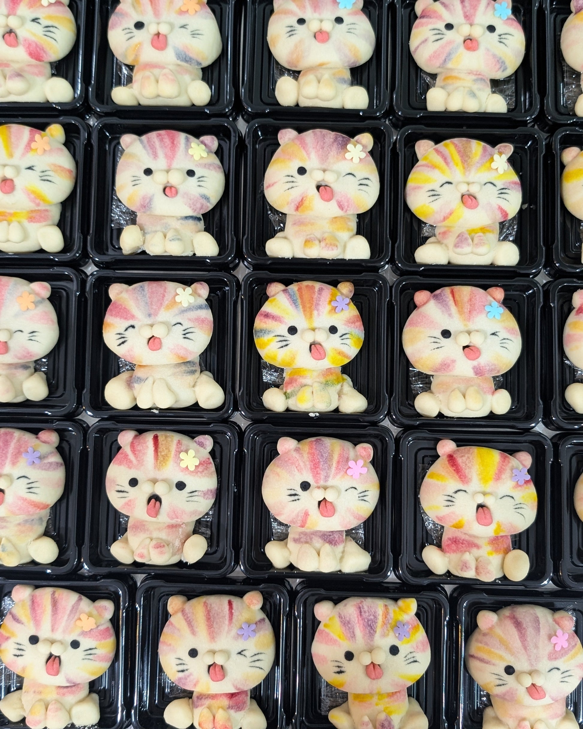 Rainbow Kitty shortbread cookies, handmade and hand-painted, low sugar, The Good Cupcakes Singapore