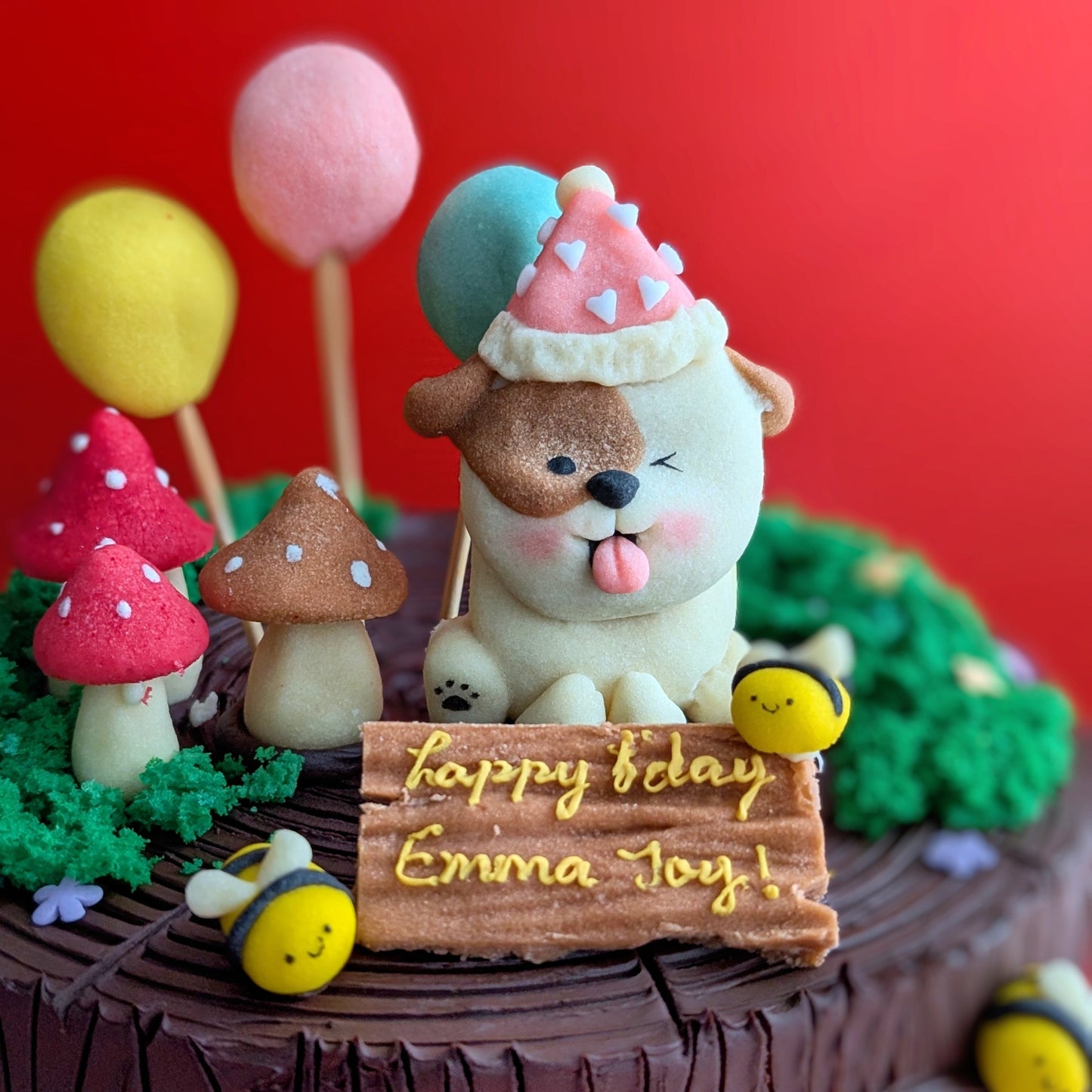 Puppy log cake, birthday cake, log cake, healthy cake, kid birthday cake