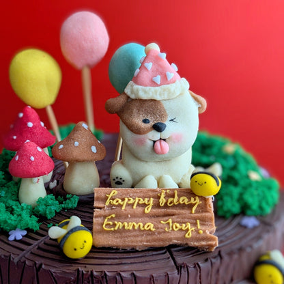 Puppy log cake, birthday cake, log cake, healthy cake, kid birthday cake