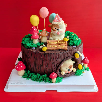 Puppy log cake, birthday cake, log cake, healthy cake, kid birthday cake