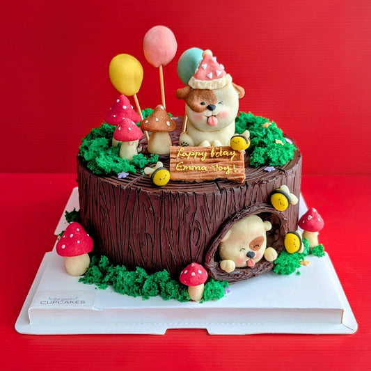 Puppy log cake, birthday cake, log cake, healthy cake, kid birthday cake