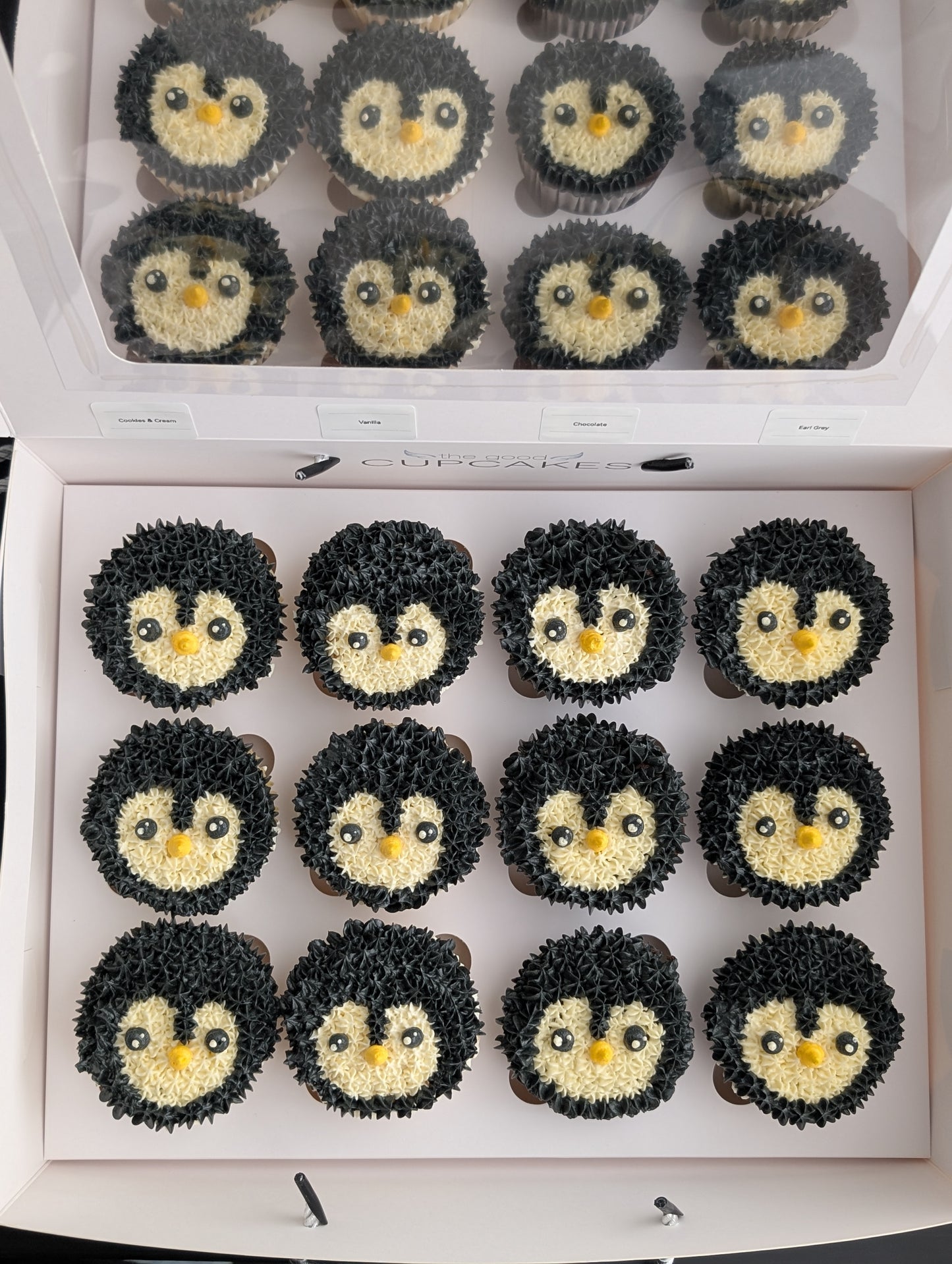 Penguin cupcakes, hand-piped buttercream design, custom order, The Good Cupcakes Singapore