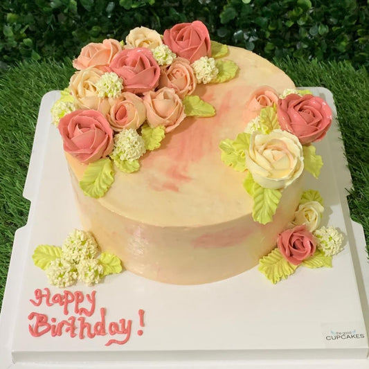 bean paste flowers, floral cake, flower cake, birthday cake, low calories, healthy cake, buttercream flowers