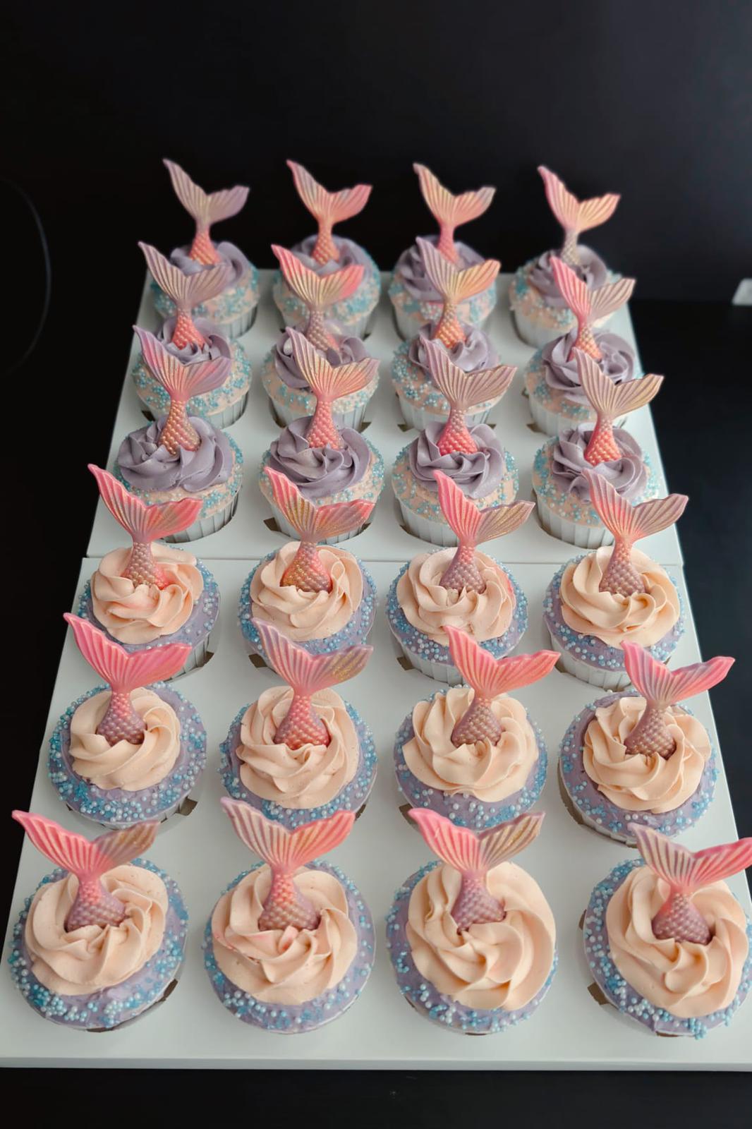 Mermaid cupcakes, hand-piped buttercream design, custom order, The Good Cupcakes Singapore