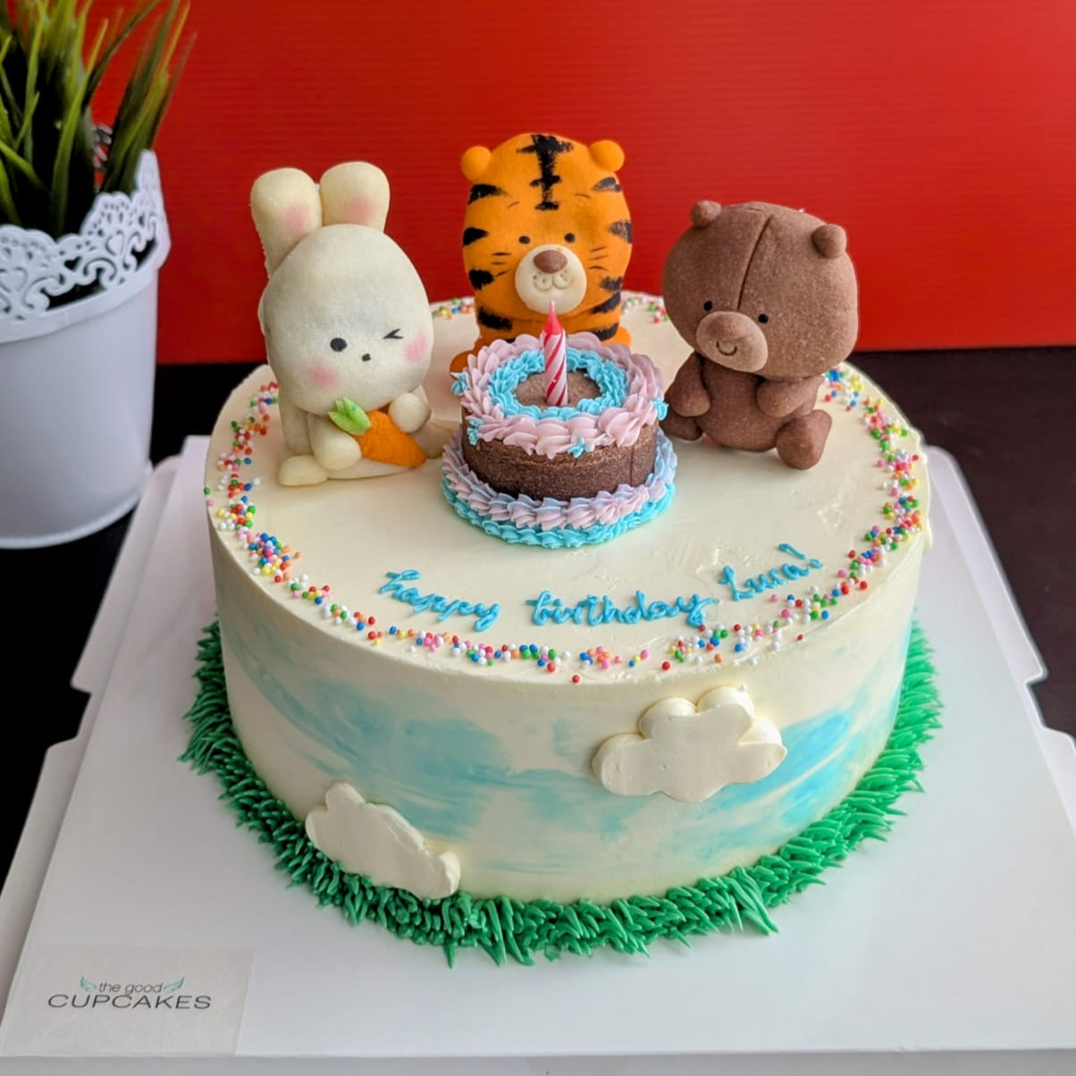 Party animal cake, cute cake, birthday cake, low calories, healthy cake, The Good Cupcakes Singapore