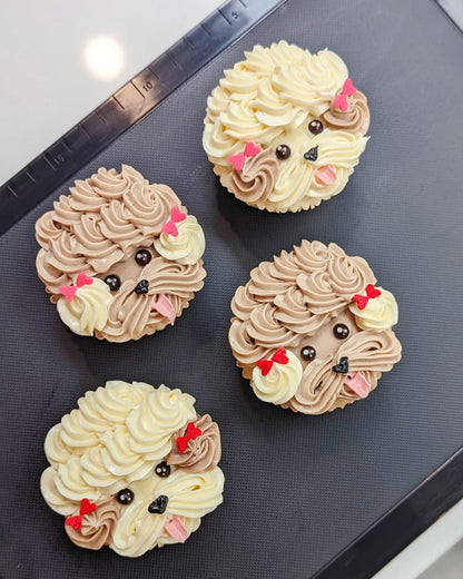Custom puppy-themed cupcakes, hand-piped and hand-made with cookies and chocolate, no fondant, The Good Cupcakes Singapore