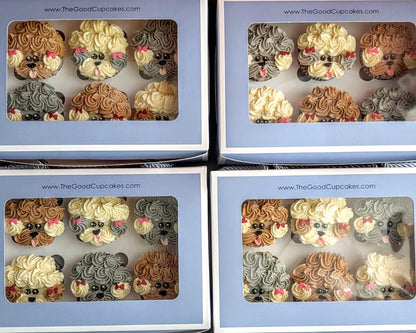 Custom puppy-themed cupcakes, hand-piped and hand-made with cookies and chocolate, no fondant, The Good Cupcakes Singapore